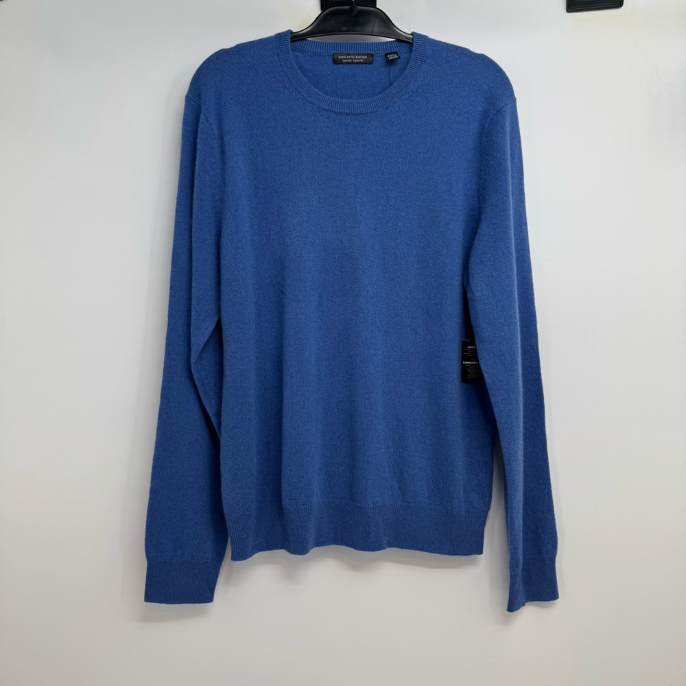 NWT Saks Fifth Avenue 100% Cashmere Dark Slate Men's Pullover Size L New